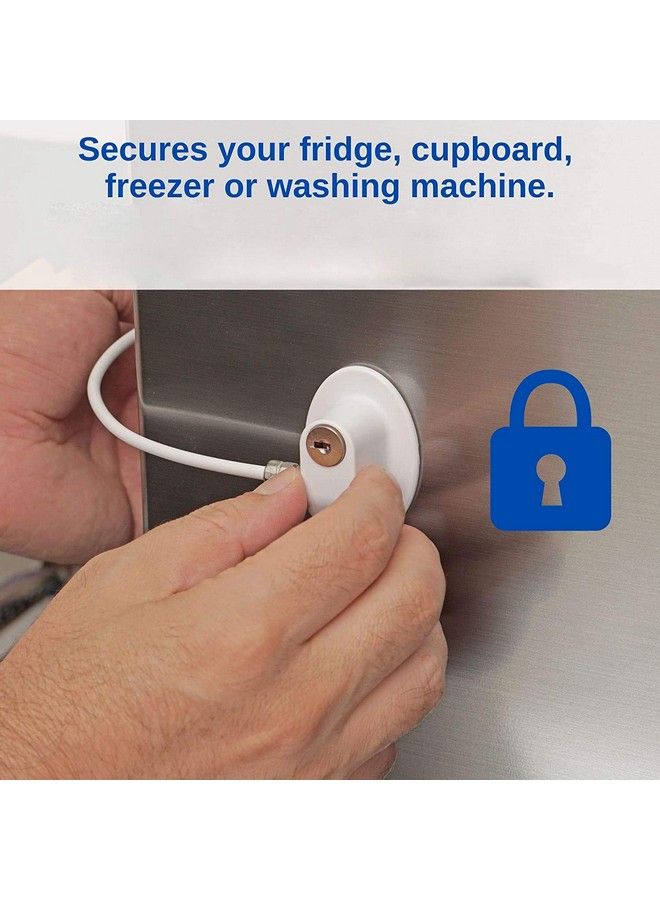 GUSTAVE Safety Door Locks With 2 Keys For Cupboard Cabinets Fridge & Freezers Child Security Locks Childproof Your House With Adhesive Residue Free White - Image 4