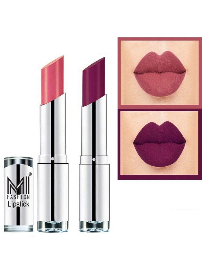 MI FASHION 100% Veg And Vitamin E Enriched Long Stay Soft Matte Addiction Lipstick (Royal Purple Metallic Pink 7 G)  - Image 1