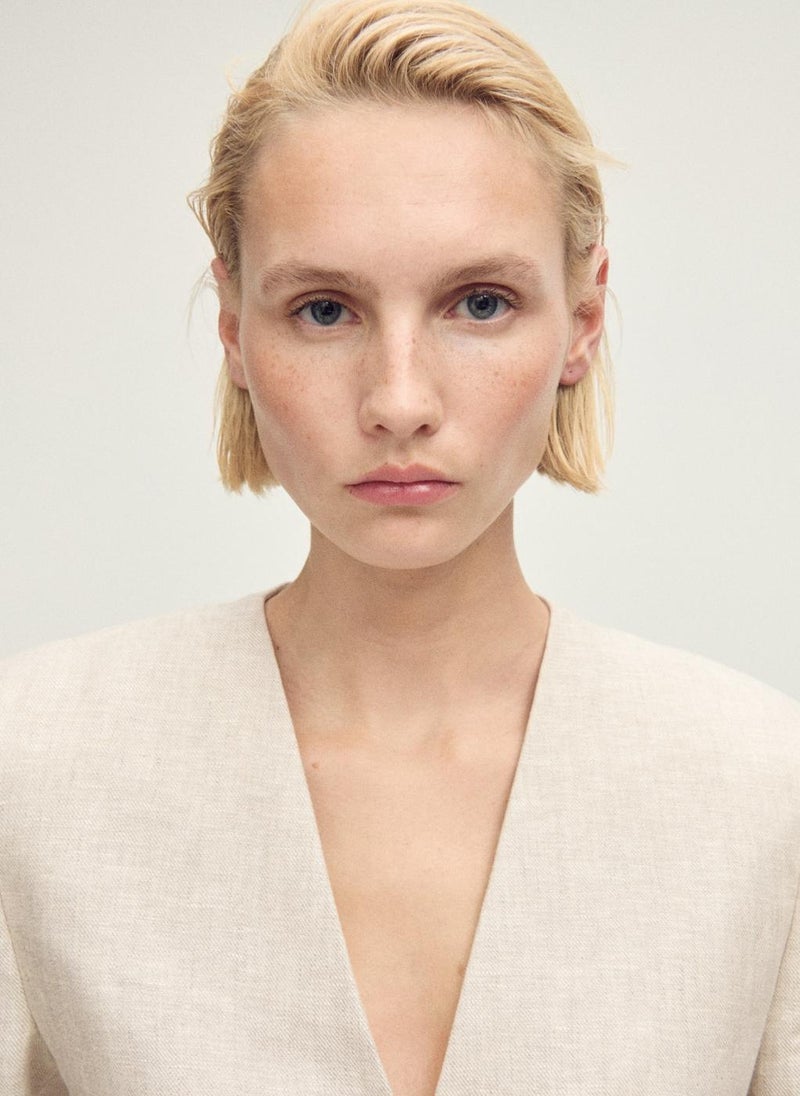 MANGO - Linen Suit Jacket With Belt - Image 1
