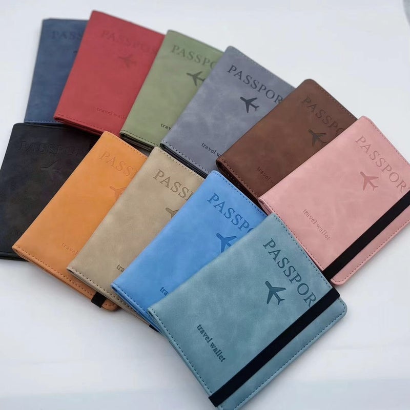 Premium Travel Passport Wallet, RFID Blocking PU Leather Card Organizer, Multiple Colors, Document Holder with Elastic Band, 14.58 x 11 cm (Dark Blue) - Image 4