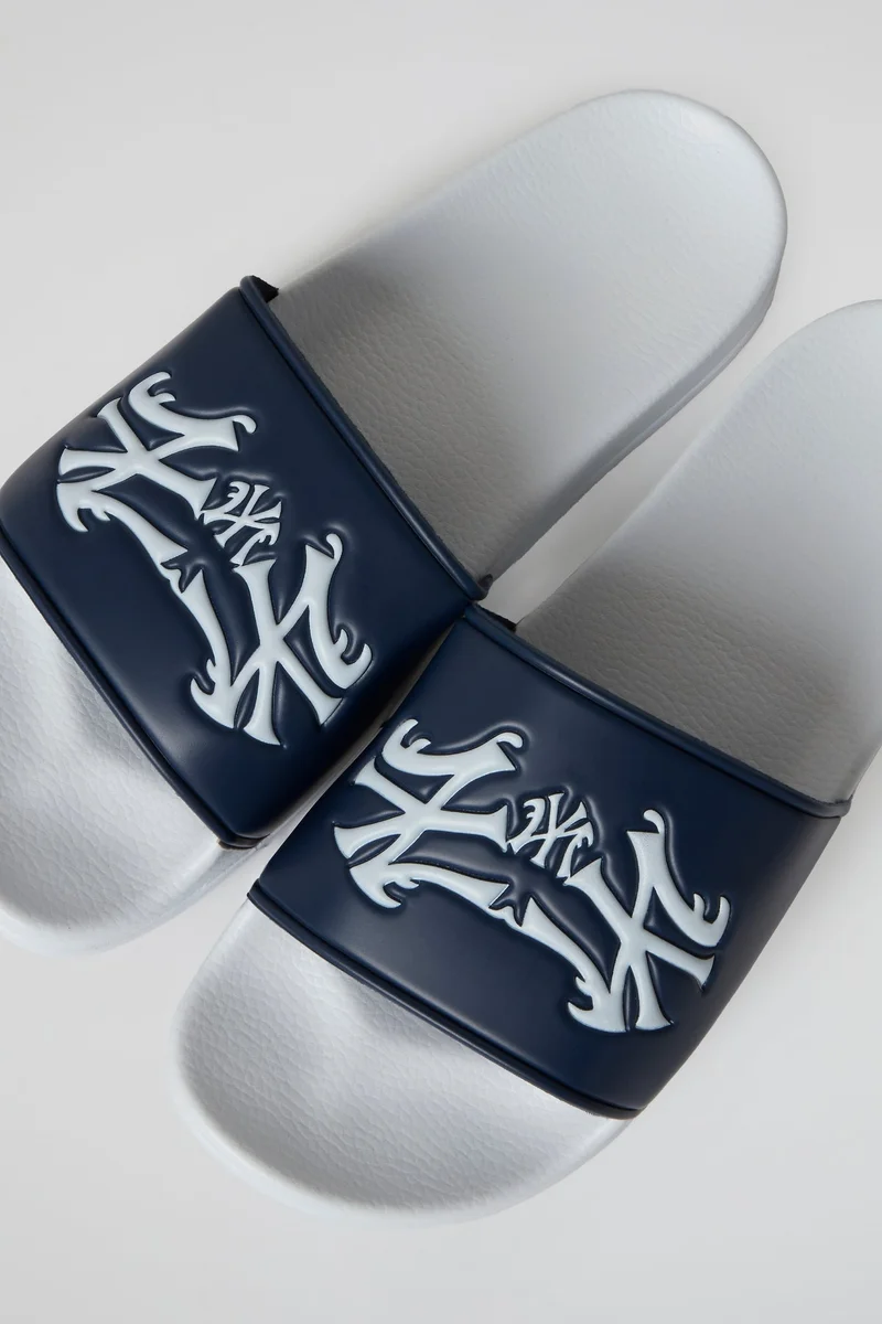 BHYPE SOCIETY  BHYPE SOCIETY - BHS NY LOGOS WHITE & NAVY BLUE SANDALS  | Best Price UAE