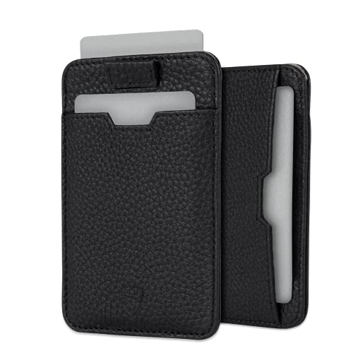 Vaultskin CHELSEA Mens RFID Blocking Slim Leather Card Wallet - Minimalist Front Pocket Cardholder in Matt Black - Image 1