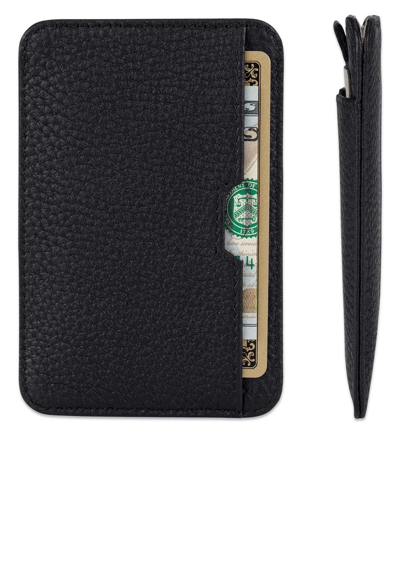 Vaultskin CHELSEA Mens RFID Blocking Slim Leather Card Wallet - Minimalist Front Pocket Cardholder in Matt Black - Image 3