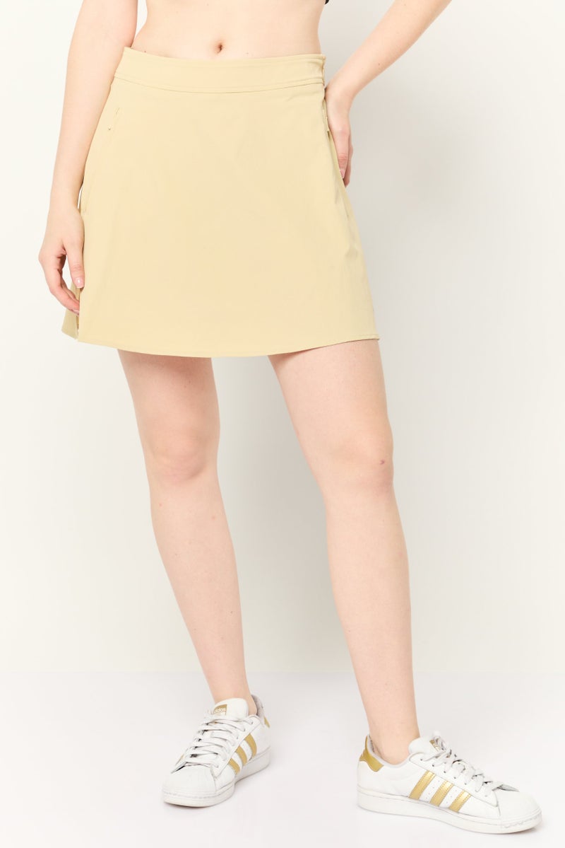 ESPRIT Women Solid Denim Mini Skort, Beige - Image 1