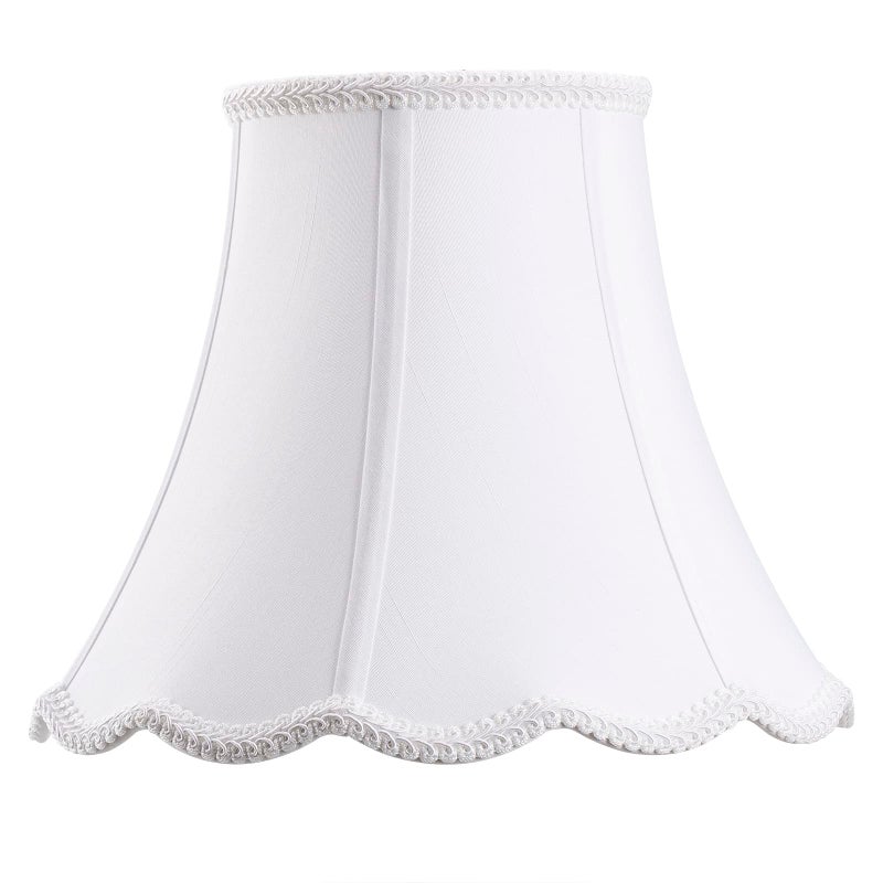 Bell Lamp Shade Saangseon White Scalloped Lampshade Replacement 7 Top x 14 Bottom x 105 Slant Height x 10 Vertical Height Brass Spider