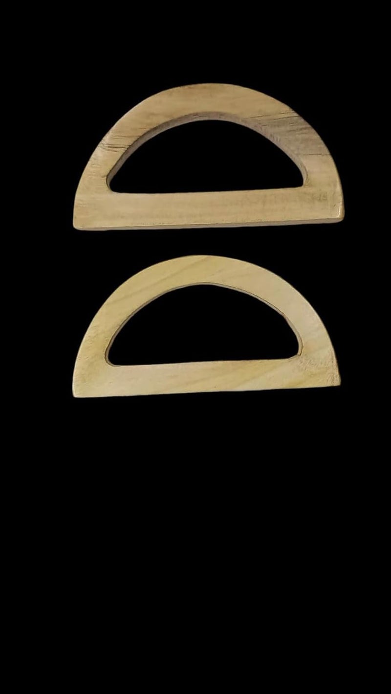 Trend N Trade Small D Handle for Macrame Lovers for PurseBag Making in Yellow Wood Set of 2 Handles 1 Pair - Image 2