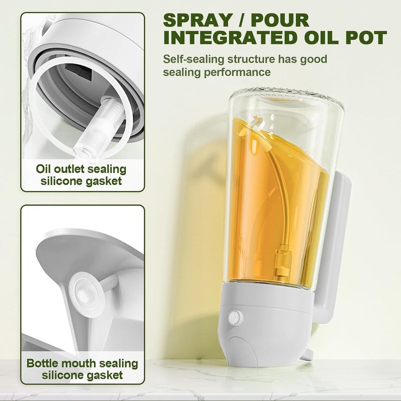 Showvigor Oil Spray Bottle, 2 in 1 Oil Spray and Oil Container, 470ml/ 16oz Olive Oil Spray Bottle,Cooking Oil Spray Glass for Used for Air Fryer, Baking, Grilling(GREY) - Image 4