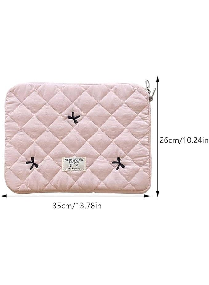 كاست ويف حافظة لابتوب منتفخة لطيفة، شنطة كمبيوتر 13 انش مطرزة بفيونكة، حافظة لابتوب واقية بتصميم كوكويت، متوافقة مع نوت بوك مقاس 11 انش و13 انش و15 انش - Image 2