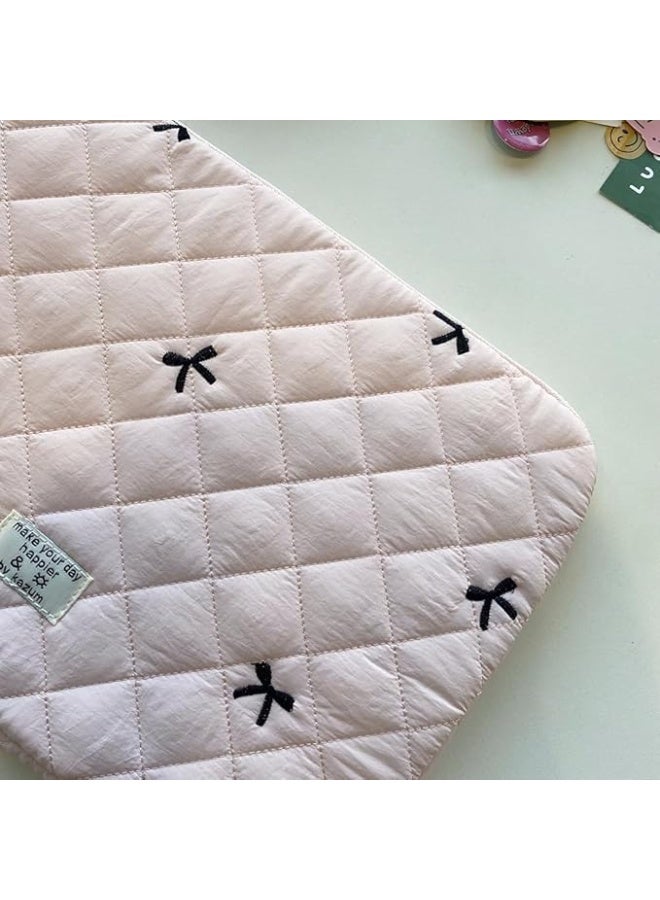 كاست ويف حافظة لابتوب منتفخة لطيفة، شنطة كمبيوتر 13 انش مطرزة بفيونكة، حافظة لابتوب واقية بتصميم كوكويت، متوافقة مع نوت بوك مقاس 11 انش و13 انش و15 انش - Image 3