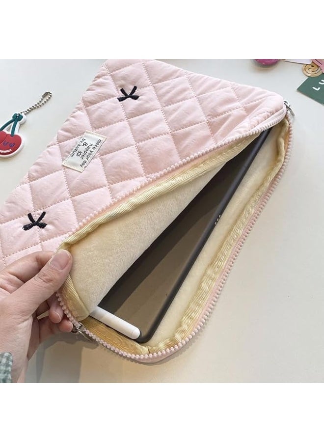 كاست ويف حافظة لابتوب منتفخة لطيفة، شنطة كمبيوتر 13 انش مطرزة بفيونكة، حافظة لابتوب واقية بتصميم كوكويت، متوافقة مع نوت بوك مقاس 11 انش و13 انش و15 انش - Image 4