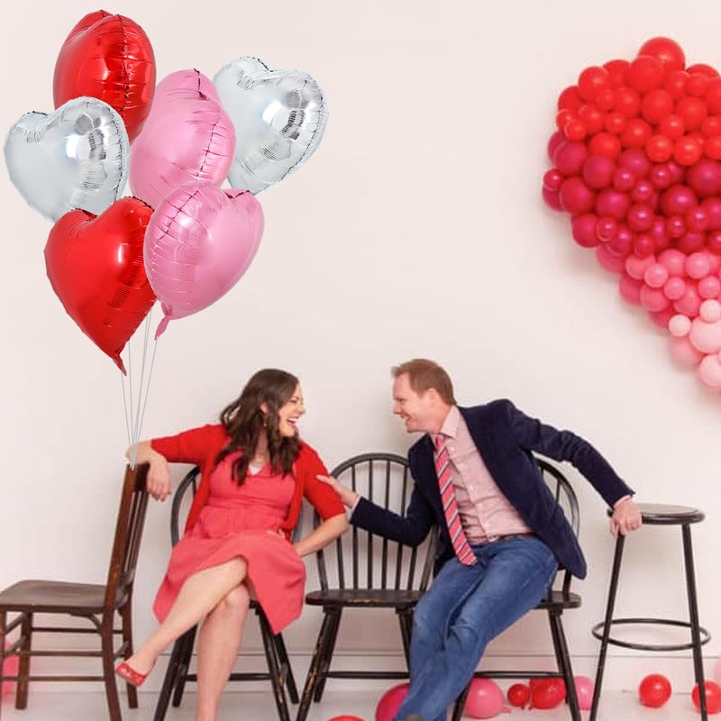 TONIFUL 30Pcs 18 Inch Heart Balloons Red Silver Pink Valentineâ€™s Day Heart Shape Foil Mylar Balloons Decoration for Valentine's Day Wedding Bridal Shower Anniversary Engagement Party Supplies - Image 3