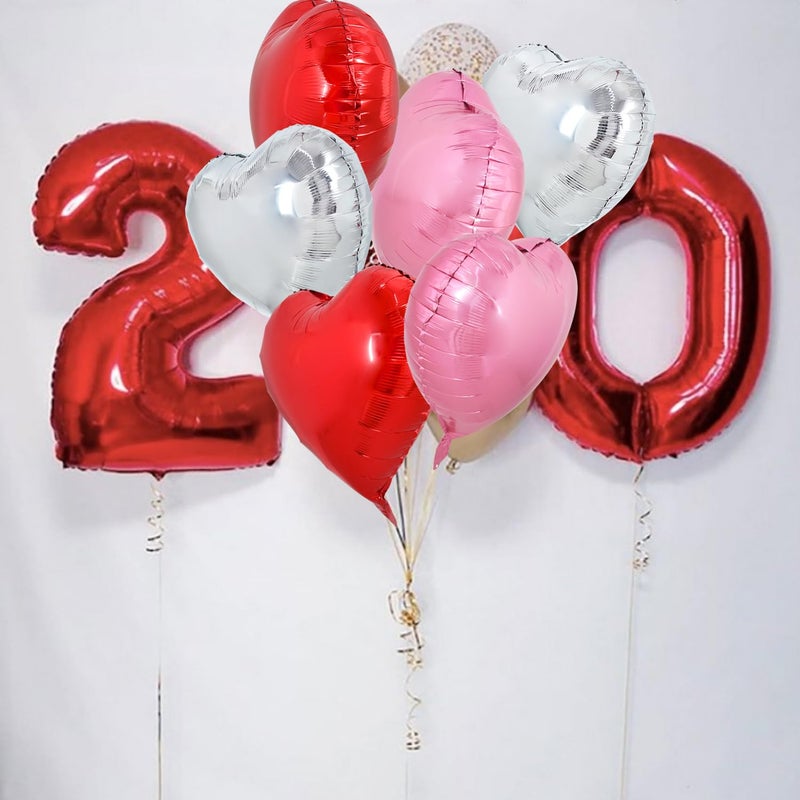 TONIFUL 30Pcs 18 Inch Heart Balloons Red Silver Pink Valentineâ€™s Day Heart Shape Foil Mylar Balloons Decoration for Valentine's Day Wedding Bridal Shower Anniversary Engagement Party Supplies - Image 5