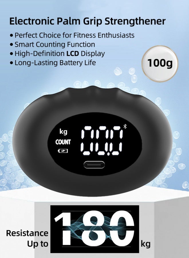 Zcheer Electronic Hand Grip Gripper, Hand Grip Strengthener with LCD Display, 180kg High-Precision Smart Counting, USB Type-C Rechargeable, Lightweight 100g, Up to 6-Month Battery Life, Ergonomic Silicone Design, for Fitness, Rehab, Office & Sports Use (Black) - Image 1