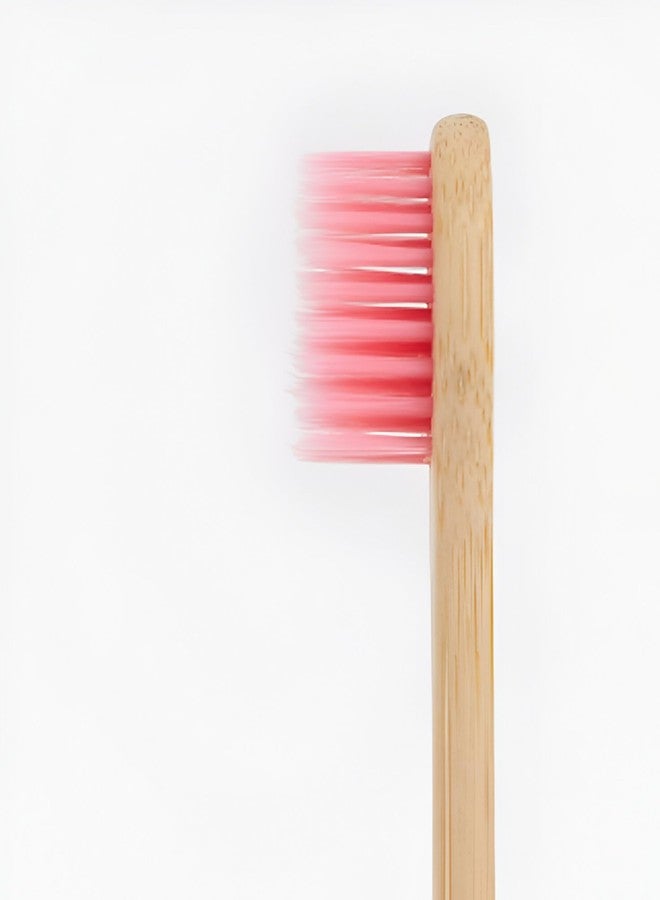 Birdbrid Organic Bamboo Toothbrush with Neem Oil Charcoal Soft Bristles, Eco Friendly, Anti-Bacterial, Wooden Biodegradable, Manual Brush, (White Pink) - Image 2