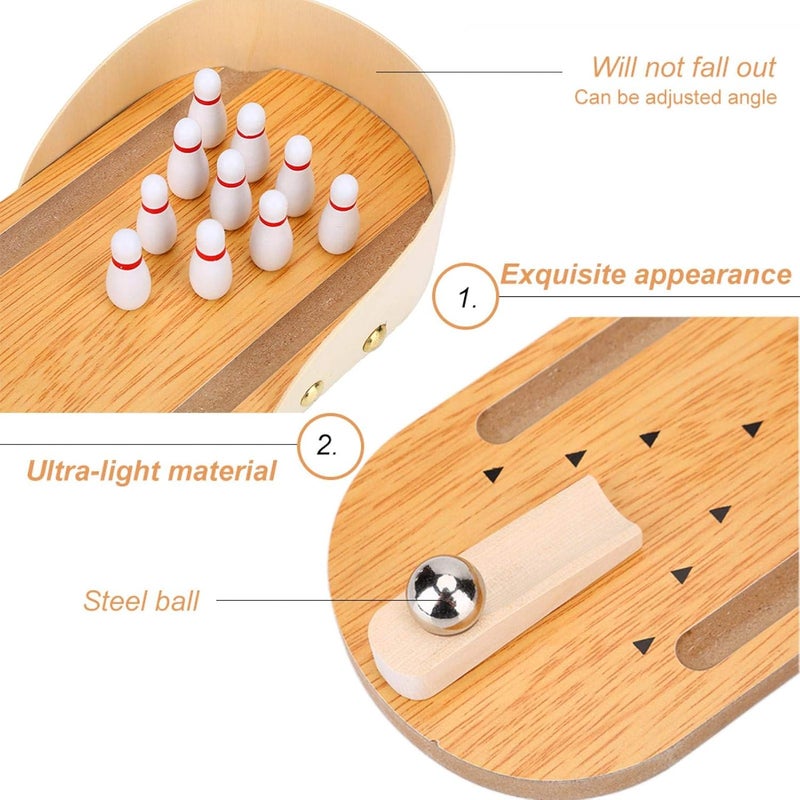 klarako Table Mini Bowling Game Decompression Toys Set,Portable Indoor Table Games for Whole Family, Kids and Adults,Play at Home Or Traveling - Image 3