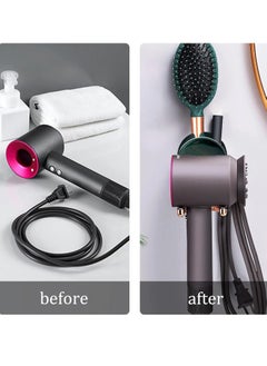 Bukela Wall Mounted Hair Dryer Holder,Hair Dryer Rack Plastic Hair Care Tools Holder Blow Dryer Organizer Hair Dryer Stand Holder Hands Free, Suitable for Bathroom Storage Organizer (Green）  - Image 5