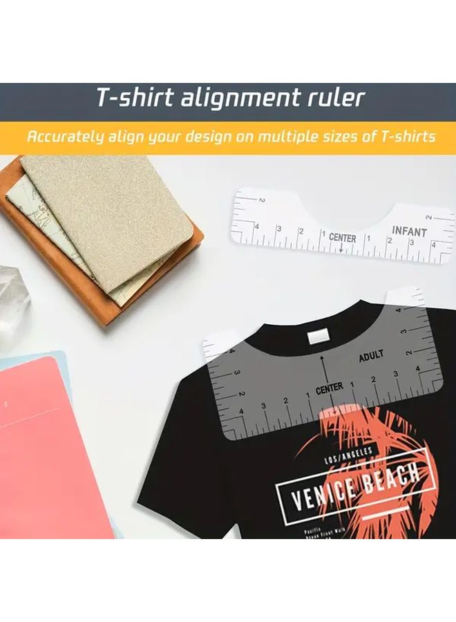 4pcs V Neck T Shirt Alignment Tool PVC Ruler Guide For Heat Press Vinyl - Image 2