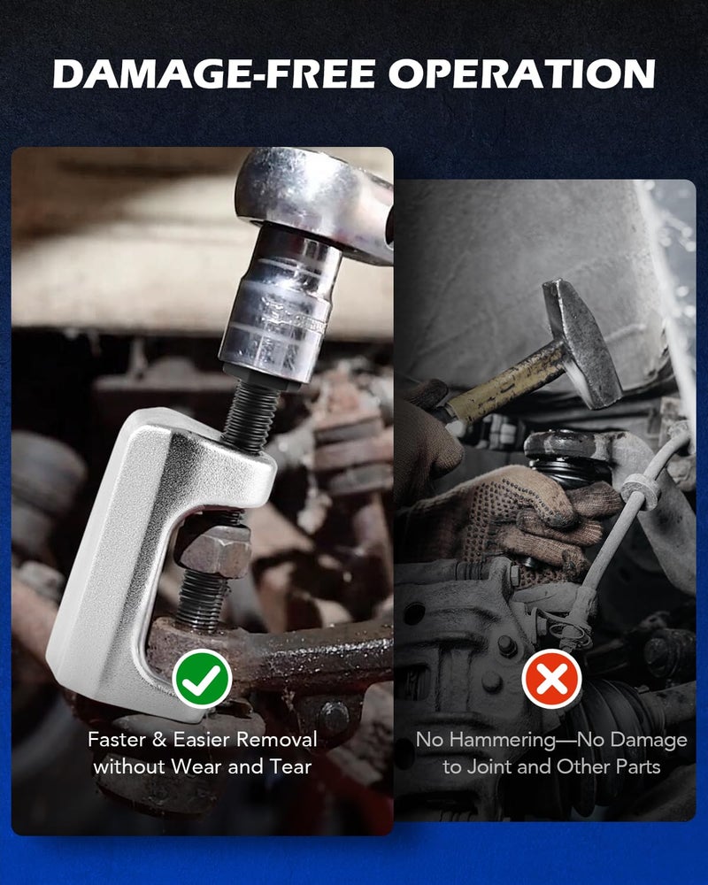 Orion Motor Tech OMT 5-in-1 Ball Joint Separator, Pitman Arm Puller, Tie Rod End Tool Set for Front End Service, Splitter Removal Kit (RD06) - Image 5