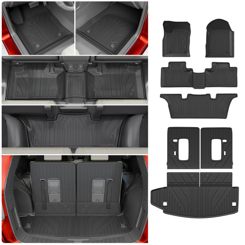 Thinzyou Floor Mats Compatible with 20162025 Dodge Durango 6 Seats Cargo Mat Back Seat Cover Protector Trunk Liner 2024 Durango Accessories Fit 6 Seats 3rd Row Backrest MatsTrunk MatFloor Mats