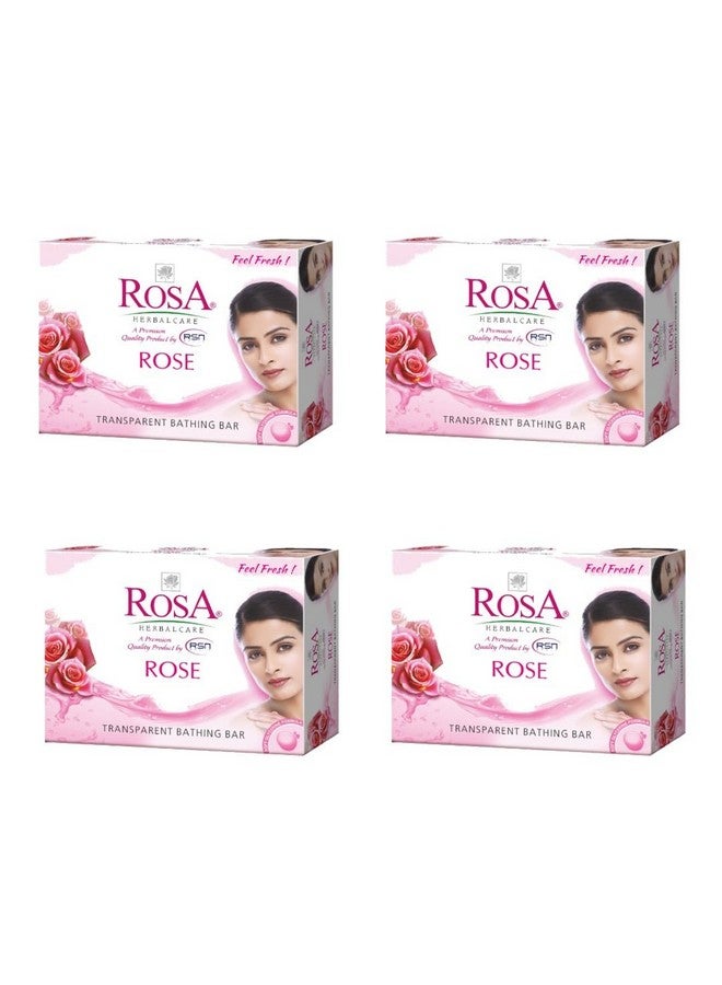 ROSA Transparent Rose Soap 100 GM (Pack of 4) with Glycerin and Rose Extracts | For Men and Women - Image 1
