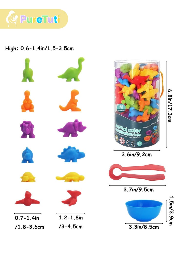 PureTuti Counting Matching Game, Color Classification and Sensory Training Preschool Educational Learning Toys Set Gift, Sorting Toys with Sorting Cups for Toddlers Kids Boys Girls Ages 3+ (Dinosaur) - Image 5