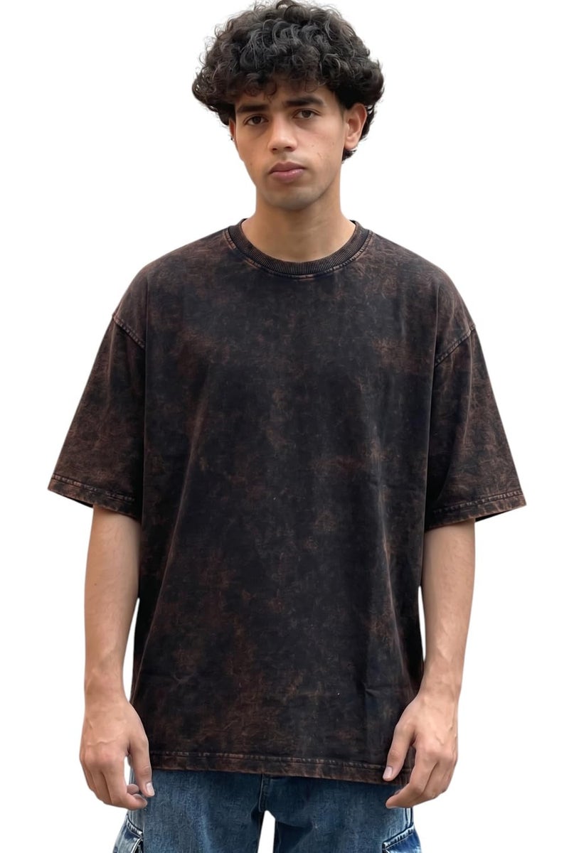 boffi ... 100% Cotton Oversized T-Shirt Unisex Drop Shoulder Dye Washed Street Look Black Pack of 1 (in, Alpha, S, Regular, Acid Black) - Image 1