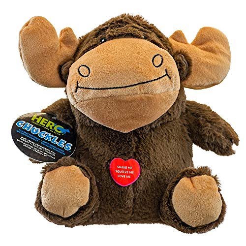 Hero Chuckles Moose Plush Squeaky Dog Toy Durable Stuffed Animal with 3 in 1 Squeaker - Image 1