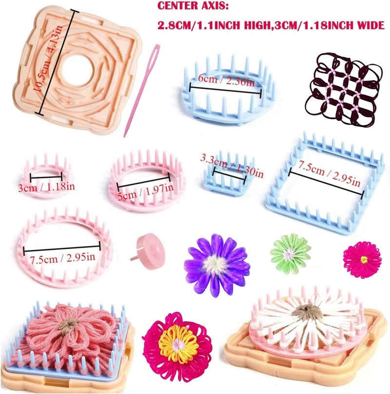 RRigo Weaving Loom Kit, 8pcs Frame Looms, Knitting Wool, Round/Square Knitting Looms Craft Kit Multi Color (Instructions Included) - Image 2