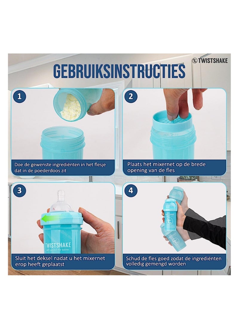 TWISTSHAKE Twistshake Anti-Colic Feeding Bottle 260 ml - Blue - Image 5
