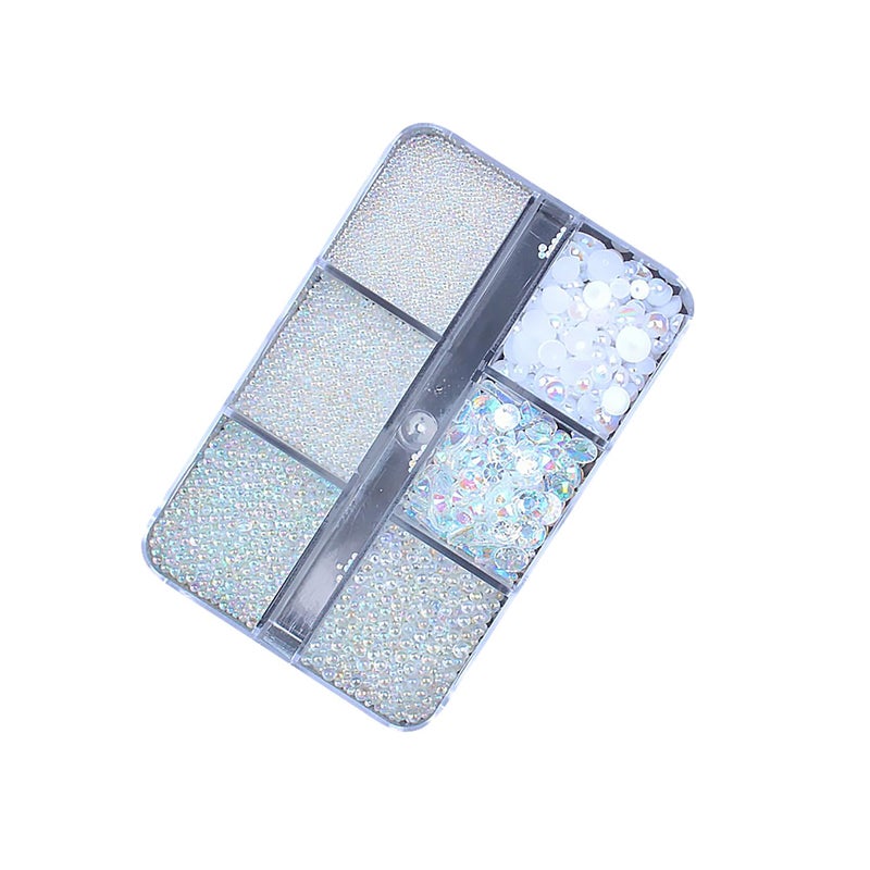 GOGOONLY Boxed Nail Crystals Nail Art Rhinestones Round Beads Flatback Glass Charms Gems Stones, 6 Sizes for Nails Decoration Makeup Clothes Shoes (Iridescent Unicorn) - BH001101