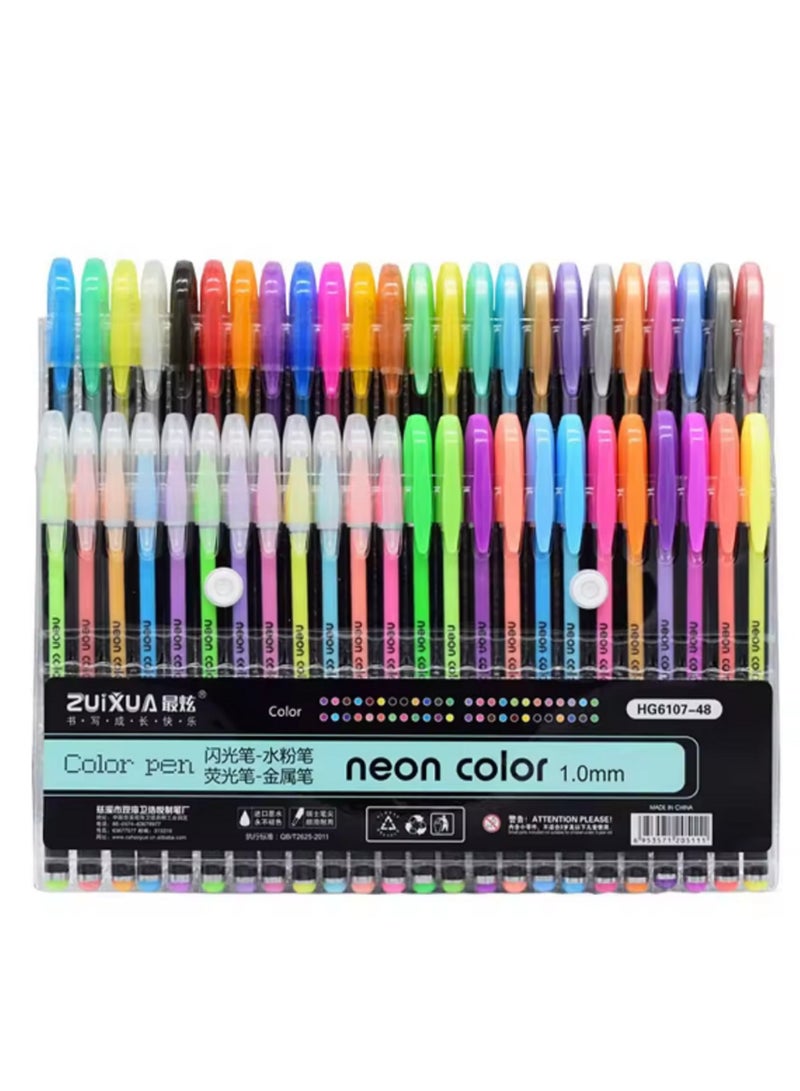 Zuixua 48 Colors Fluorescent Pen 1.0 Neutral Flash Pens for School Supplies - Image 1