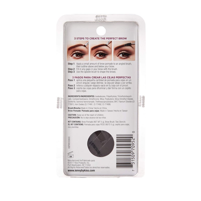i.Envy iEnvy by KISS All-In-One Brow Pomade Ebony KBPM03 Waterproof Long Lasting Mirror Cap Stencils Included - Image 5