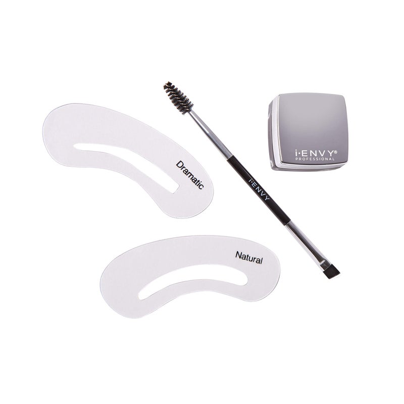 i.Envy iEnvy by KISS All-In-One Brow Pomade Ebony KBPM03 Waterproof Long Lasting Mirror Cap Stencils Included - Image 2