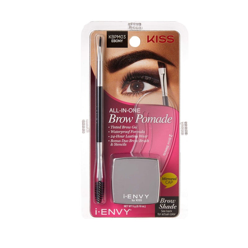 i.Envy iEnvy by KISS All-In-One Brow Pomade Ebony KBPM03 Waterproof Long Lasting Mirror Cap Stencils Included - Image 1