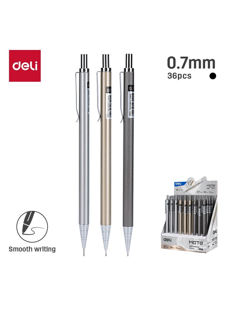 Deli Deli E6491 Mechanical Pencil 0.7mm, Assorted Colors, 36pcs – ideal for smooth writing  - Image 1