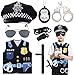 Keymall Kids Police Costume Set7 Pcs Police Officer Dress Up for boysHatVest BadgeWhistleSunglassesHandcuffBaton Set B - Image 3