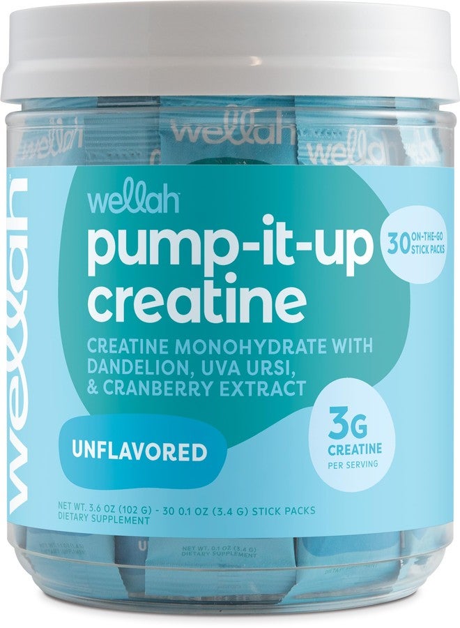 Wellah Creatine for Women (Unflavored) 30 Stick Packs - 3g of Creatine Monohydrate with Dandelion, Uva Ursi, & Cranberry Extract, to-Go Packets - Image 1