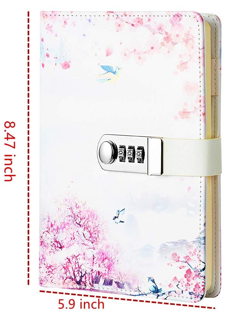 SOLARAE مفكرة قفل كلمة المرور دفتر ملاحظات رقمي لطيف إبداعي A5 مع قفل دفتر يدوي قرطاسية للطلاب لكتابة الملاحظات والهدايا اليومية للفتيات - Image 2