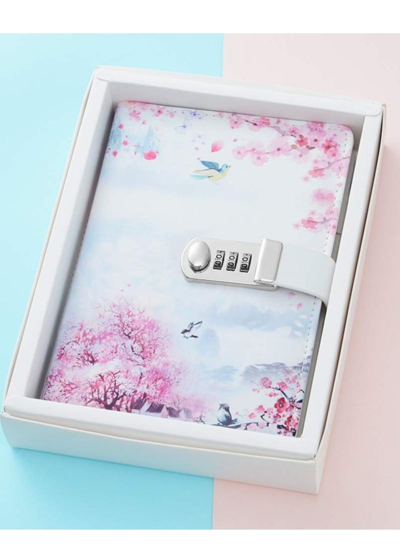 SOLARAE مفكرة قفل كلمة المرور دفتر ملاحظات رقمي لطيف إبداعي A5 مع قفل دفتر يدوي قرطاسية للطلاب لكتابة الملاحظات والهدايا اليومية للفتيات - Image 4