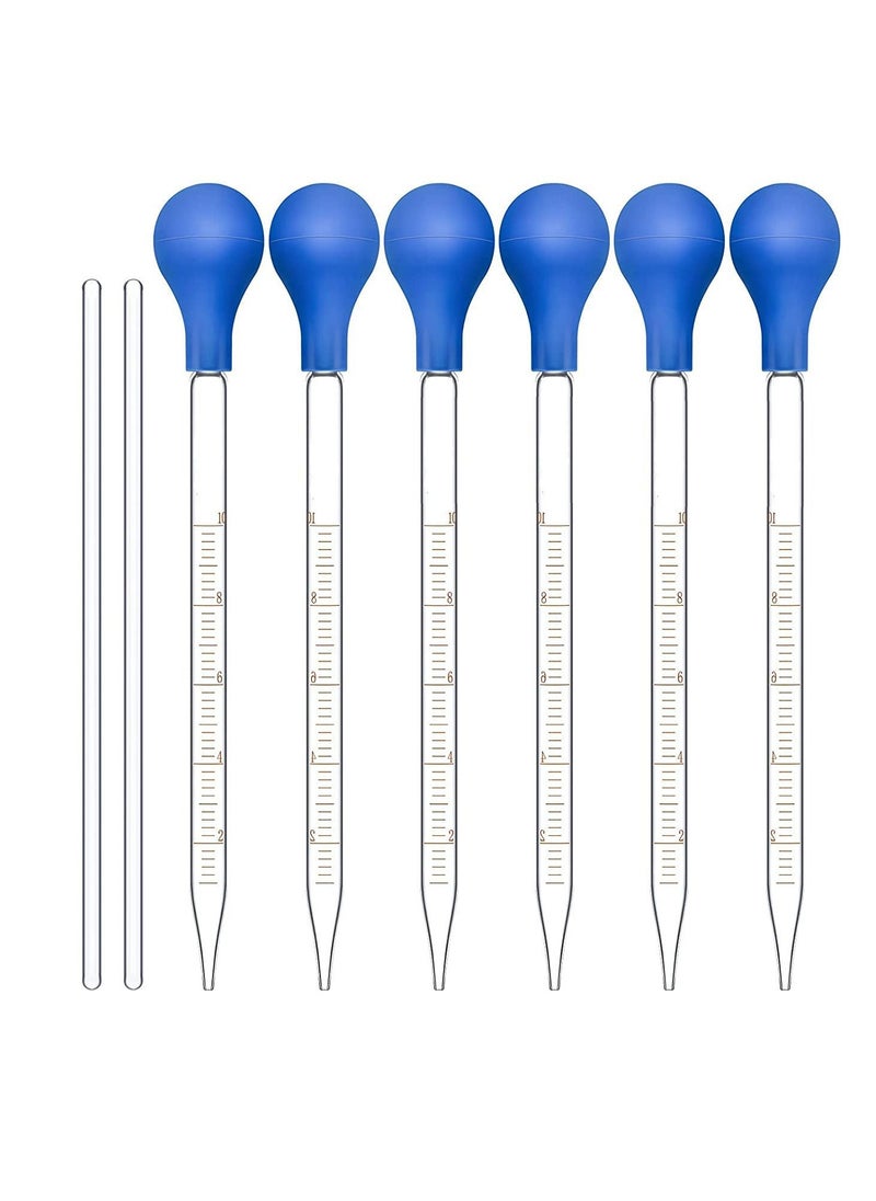 Y&D Glass Graduated Droppers Lab Pipettes Dropper Liquid Pipette with Big Rubber Hats 20 cm Stir Rod and Washing Brush Transfer for Essential Oil 16 Pieces, 10 ml  - Image 1