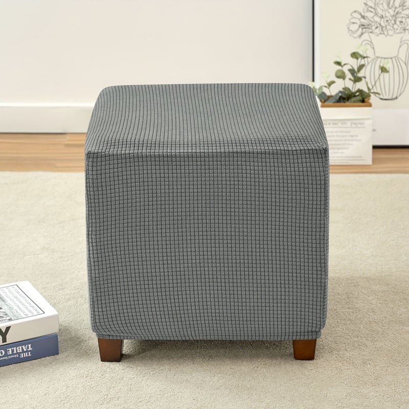2pcs 10 Light Coffee Corn Pattern Jacquard Square Ottoman Covers Set - Image 4