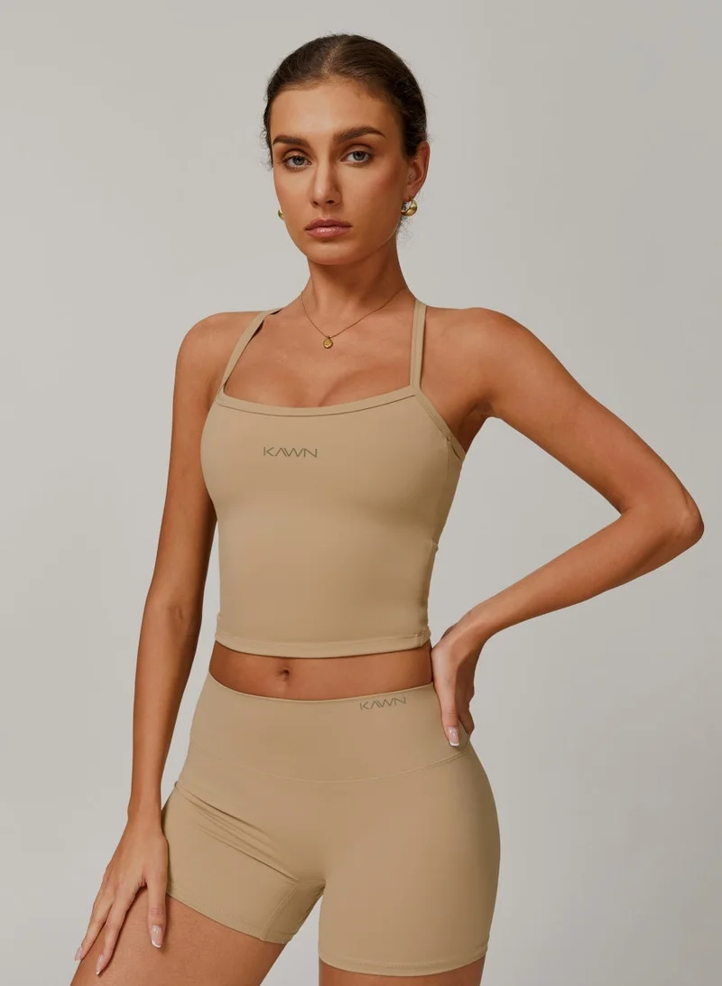 كون.يوغا بلوزة كامي نسائية بظهر متقاطع وفتحة رقبة مربعة