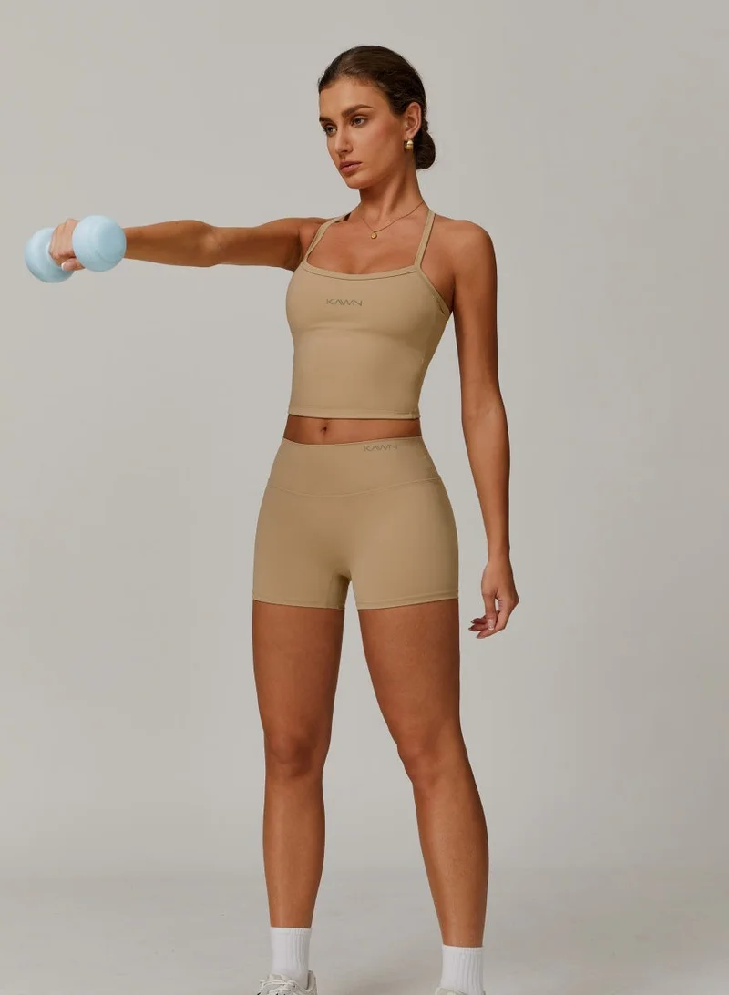 كون.يوغا بلوزة كامي نسائية بظهر متقاطع وفتحة رقبة مربعة