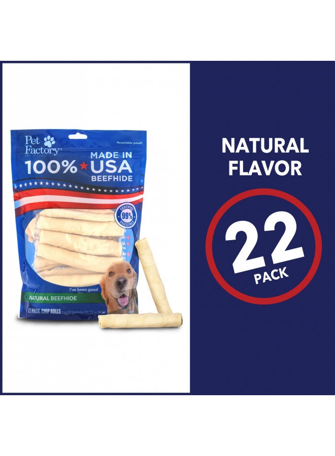 Pet Factory 100% Made in USA Beefhide 5" Chip Rolls Dog Chew Treats - Natural Flavor, 22 Count/1 Pack - Image 4
