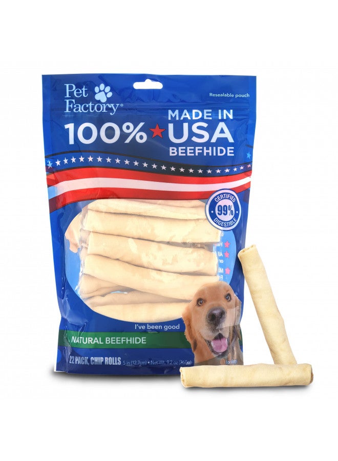 Pet Factory 100% Made in USA Beefhide 5" Chip Rolls Dog Chew Treats - Natural Flavor, 22 Count/1 Pack - Image 1