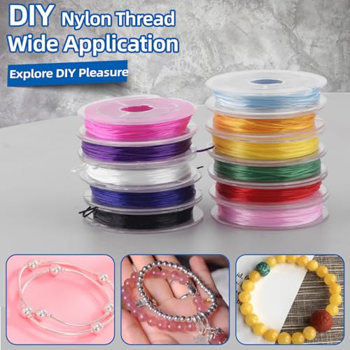 Glarks 12Rolls Elastic Bracelet String Cord Set, 12 Colors Stretchy Elastic String Cord with U-Scissors and 5Pcs Beading Needles for DIY Jewelry Making - Image 5