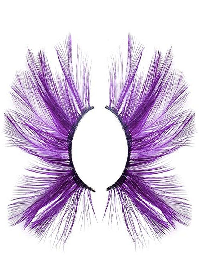 Dorisue Huge lashes Dramatic Halloween eyelashes Double Lip Black with Purple Big Extra Long Feather eyelashes Cat eye shape Costume Spider Firework style lashes - Image 2