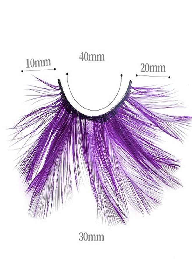 Dorisue Huge lashes Dramatic Halloween eyelashes Double Lip Black with Purple Big Extra Long Feather eyelashes Cat eye shape Costume Spider Firework style lashes - Image 3