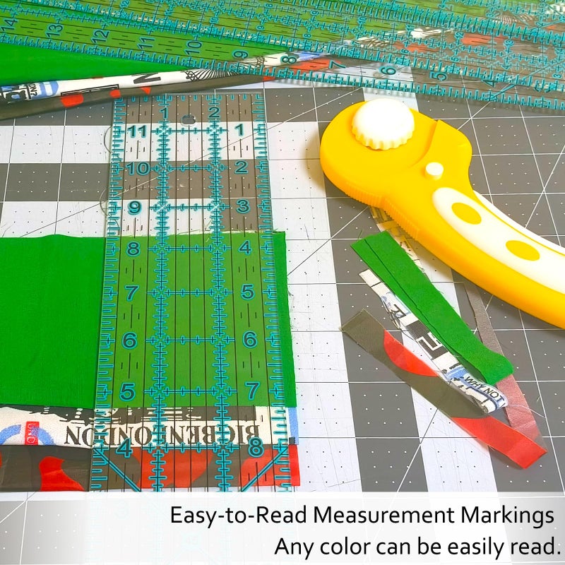 VPVPV Sewing Ruler,5 Piece Quilting Rulers,3 x17 Inch,1.5 x17 Inch,3 x12 Inch,1.5 x10 Inch,1 x6 Inch,Acrylic Ruler,Cutting Ruler with Non-Slip Rings (Blue) - Image 5