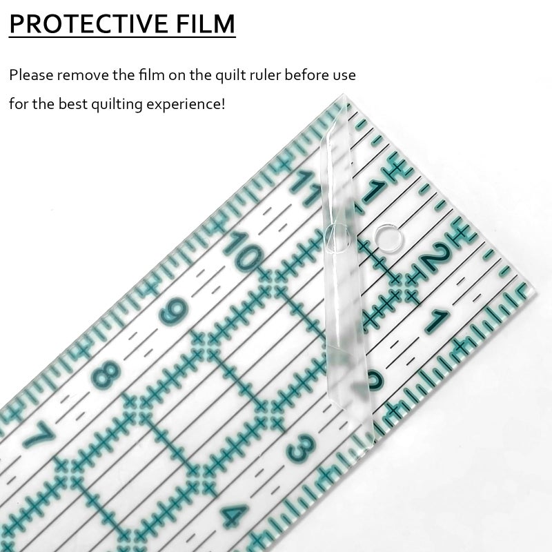 VPVPV Sewing Ruler,5 Piece Quilting Rulers,3 x17 Inch,1.5 x17 Inch,3 x12 Inch,1.5 x10 Inch,1 x6 Inch,Acrylic Ruler,Cutting Ruler with Non-Slip Rings (Blue) - Image 3